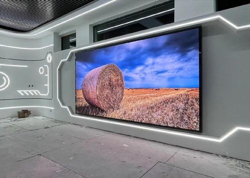 Hidden Tech: Discreet Mini LED Branding Wall for  Tech Office